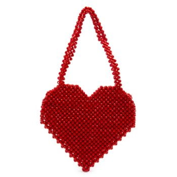 Beaded Heart Bag Red