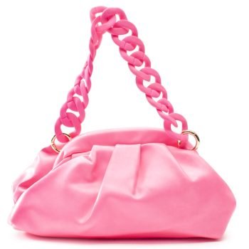 Faux Leather Crossbody Chain Bag Neon Pink