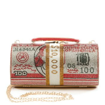 Money Rhinestone Bag Red