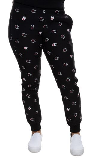 Reverse Weave All-Over Print Joggers Black