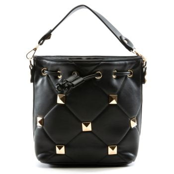 Studded Quilt Handbag Black