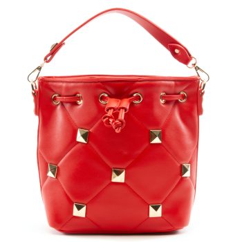 Studded Quilt Handbag Red