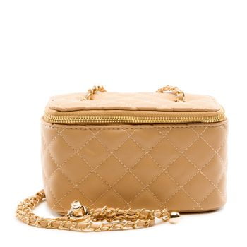 Quilted Rounded Square Crossbody Bag Nude