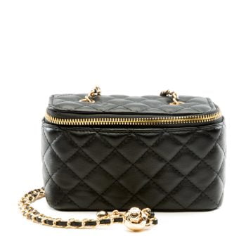Quilted Rounded Square Crossbody Bag Black