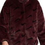 Sportswear Plush Printed Faux Fur Jacket Burgundy Crush/Black/Black