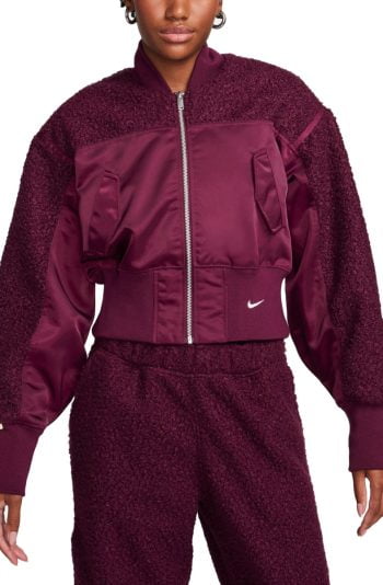 Nike Sportswear Fleece Bomber Jacket Bordeaux/Summit White