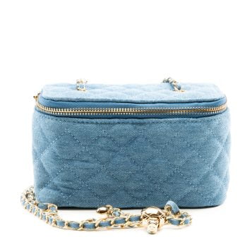 Quilted Rounded Square Crossbody Bag Denim