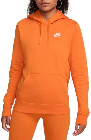 Sportswear Club Fleece Pullover Hoodie Campfire Orange/White