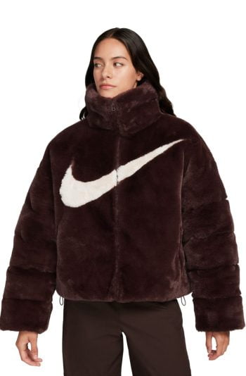 Sportswear Essential Oversized Faux Fur Puffer Earth/Lt Orewood Brn