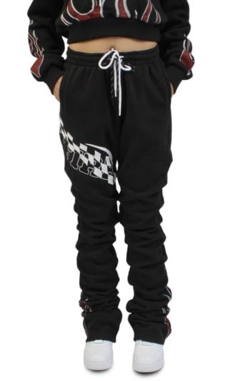 Stacked Racing High Rise Pants Black