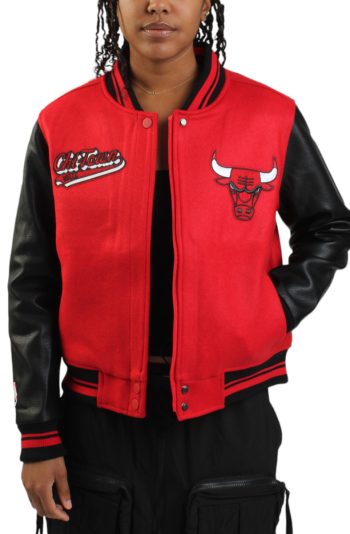 Bulls Script Varsity Jacket Black/Red