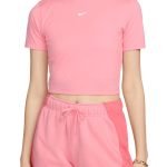 Nike Sportswear Essential Slim-Fit Cropped T-Shirt Coral Chalk/White