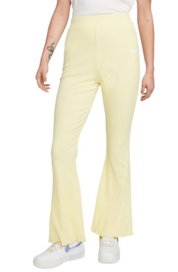 Sportswear High-Waisted Ribbed Jersey Pants Lemon Chiffon/White