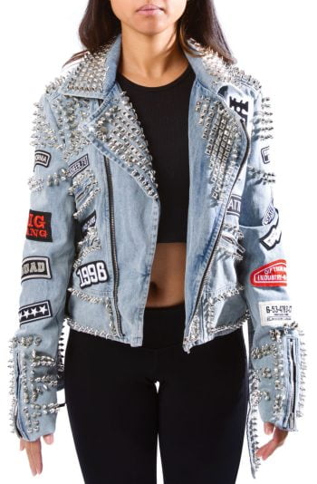 ACDC Denim Studded Jacket Lt Blu Denim