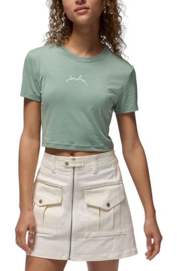 Slim Cropped T-Shirt Jade Smoke/Barely Green