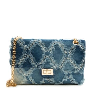 Women Brushed Denim Clutch Denim Blue Bags OS Denim Blue