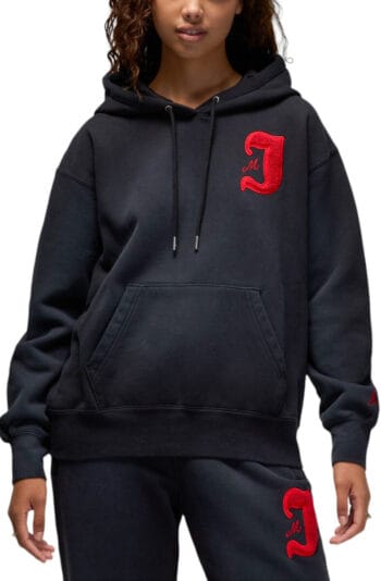 Women Flight Fleece Women's Satin-Lined Pullover Hoodie Black/Red Sweatshirts S Black/Red