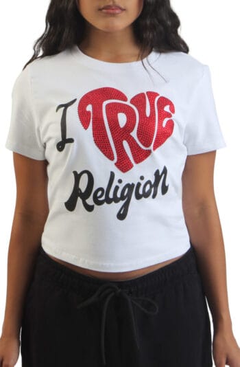 Women I Love True Religion Baby T-Shirt White Shirts L White