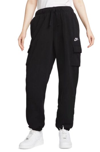 Women Sportswear Club Fleece Cargo Sweatpants Black/White Pants S Black/White