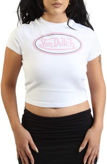 Women Baby Tee White/Pink T-shirts L White/Pink