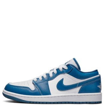 Women Air Jordan 1 Low White/Dk Marina Blue-White Sneakers 9