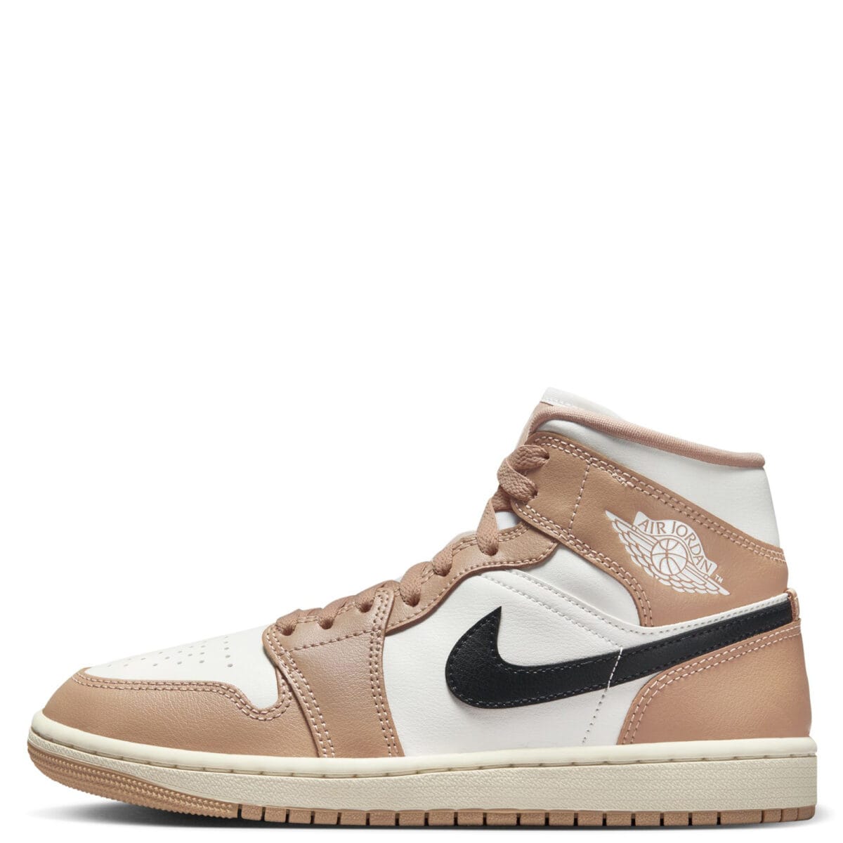 Women Air Jordan 1 Mid Sail/Black-Desert Sneakers 7.5 Sail/Black-Desert