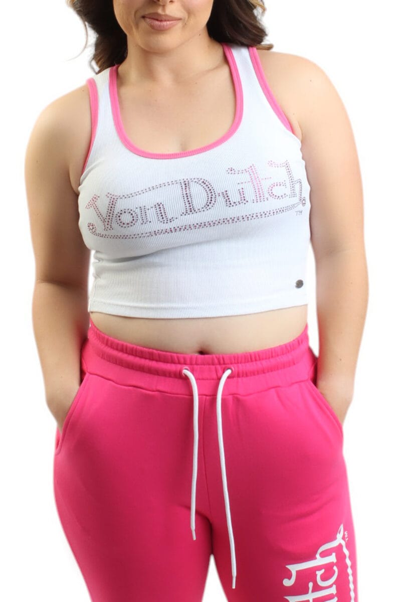 Women Baby Cropped Top White/Pink T-shirts L White/Pink