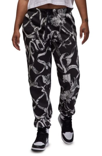 Women Brooklyn Fleece Printed Pants Off Noir/Black Sweatpants L Off Noir/Black