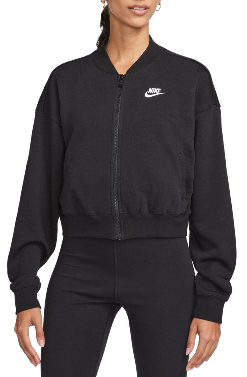Women Oversized Cropped Full-Zip Jacket Black/White Jackets M Black/White