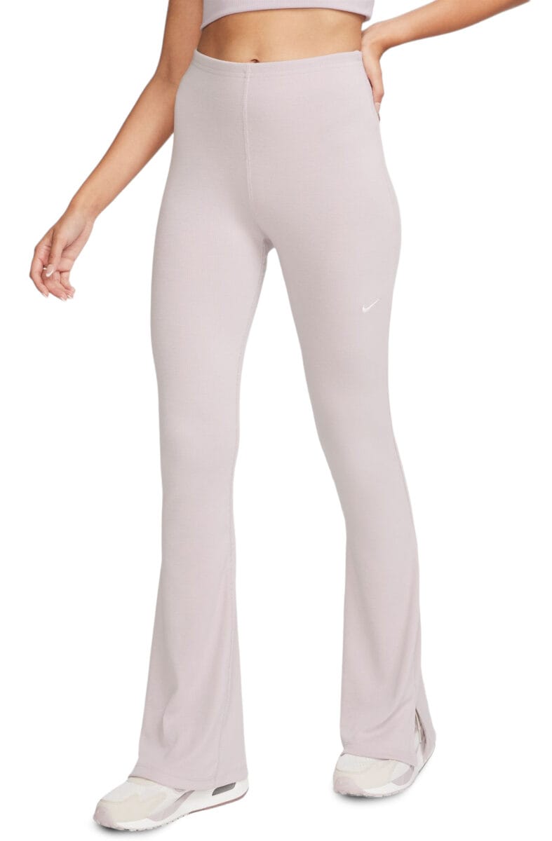 Women Sportswear Chill Knit Tight Mini-Rib Flared Leggings Platinum Violet/Sail Pants M Platinum Violet/Sail