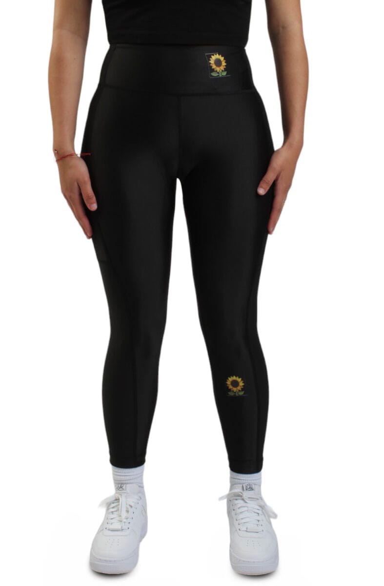 Women Sunflower Leggings Black Pants S Black