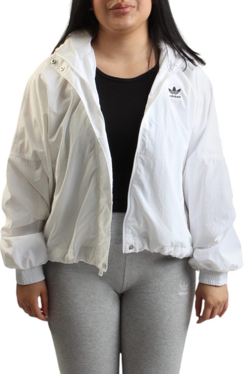 Women Adicolor Woven Nylon Outline Trefoil Windbreaker White Jackets L White